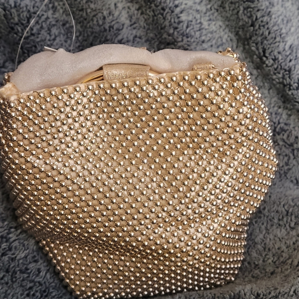Jessica McClintock Gold Pearl Embellished Bag - Picture 3 of 11